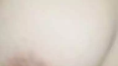 Gorgeous girlfriend naked boobs show selfie for lover