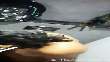 18 yr old college guy licks GF’s pussy in a public bathroom