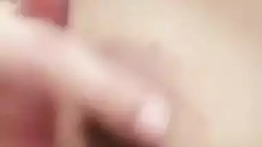 Desi girl has porn fun squeezing natural boobs in front of camera