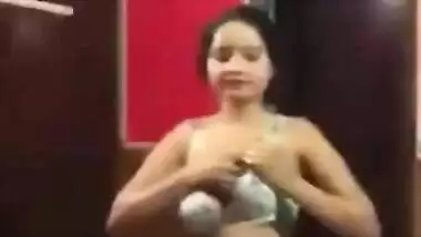 Girl isn't ready for the porn but Desi hubby can film her putting on clothes